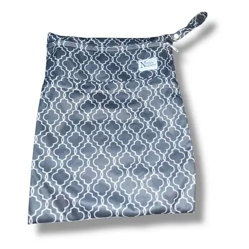 Noras Nursery Wet Bag Diaper Laundry Swim Suit Pouch Stroller Double Zip Gray