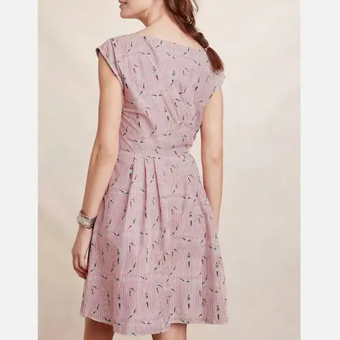 Maeve Bathing Beauty Dress Striped Side Tie Embroidered Mini Red (Size 2)