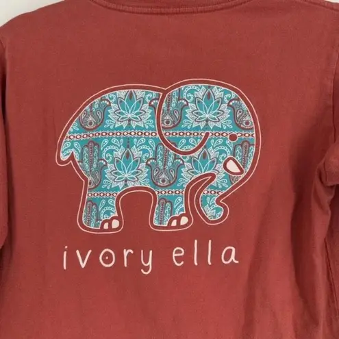 Ivory Ella  Women's Pocket Floral Elephant Long Sleeve T-Shirt Pink White Small