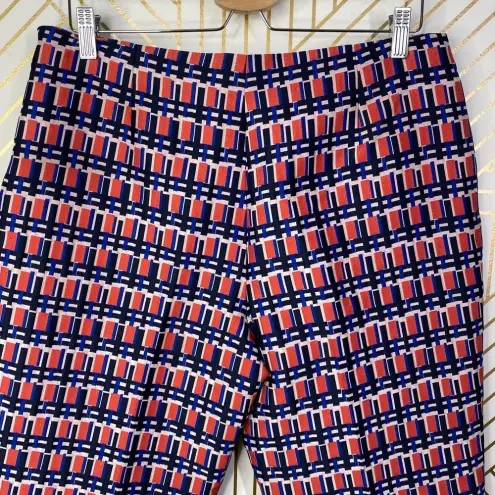 Piazza Sempione Audrey Print Crop Tapered Pants Pink & Navy Blue Size US 10