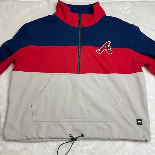 Atlanta Braves The Wild Collective Pullover Women's Size M Red/Navy Color Block Red Size M