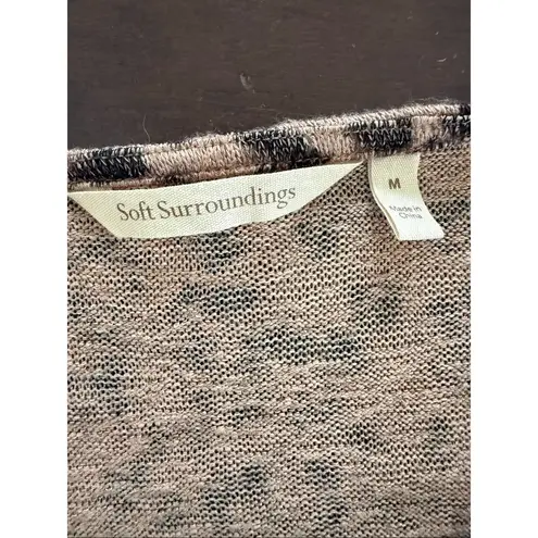 Soft Surroundings Valentina Zip Sweater Brown Leopard $75 M