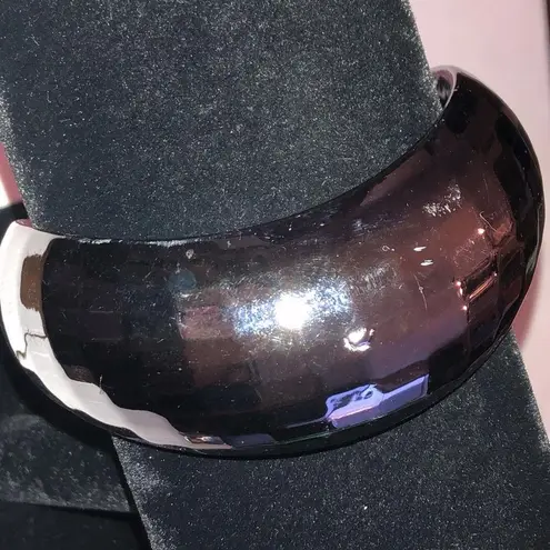 Dark Metal Gunmetal Metallic Chunky Retro Asymmetrical Boho Bangle Bracelet Black