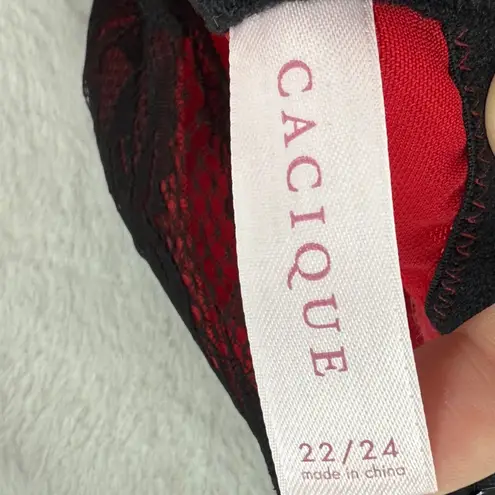 Cacique Plus Size 22/24 Red & Black Lace Bustier Corset Top