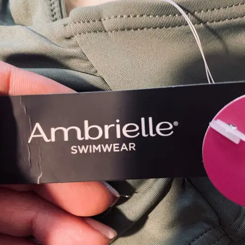 Ambrielle Olive Green Lace Applique Detail Crisscross Back Bikini Top Women SZ L Size L