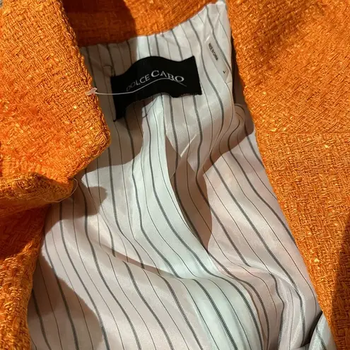 NWOT DOLCE CABO Shaniah Tweed Crop Blazer Single Button Jacket in Orange Size L