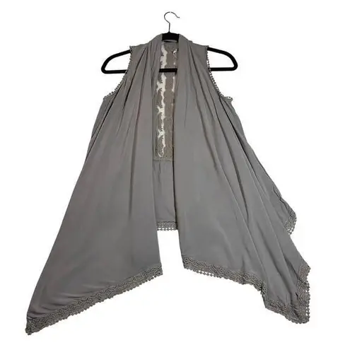 Knox Rose  Open Front Crochet Trim High Low Hem Vest Size X-Small Boho Western - Image 1