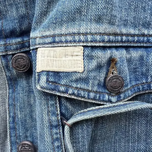 Harley Davidson Y2K  Bomber Jean Jacket Lace Up Corset Style LARGE - Image 2