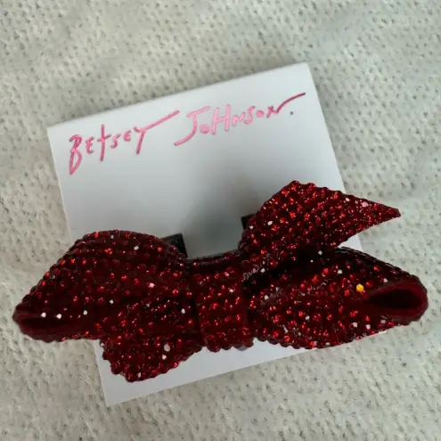 Betsy Johnson Christmas Ribbon Bow Sparkly Red Crystals Stretch Hardware… thumbnail 7
