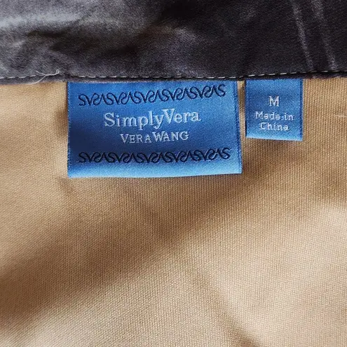 Simply Vera Gray Ivory Whimsical Print Chiffon Wrap Skirt Size Medium