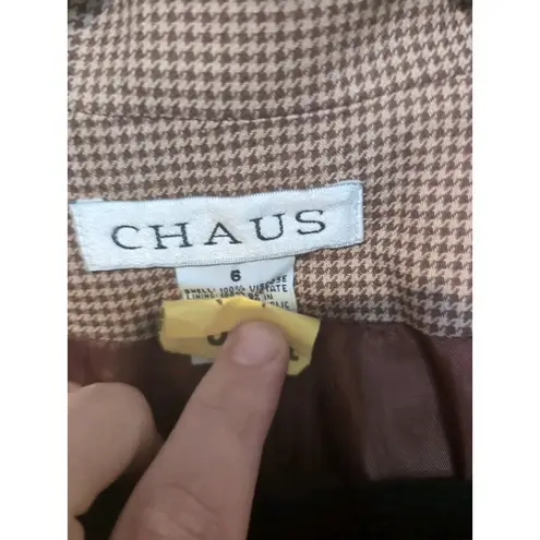 Chaus Women's Beige Houndstooth Blazer, Size 6, Tan Brown Jacket, Work Attire