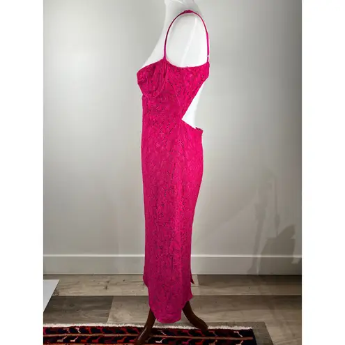 Bardot Ivanna Lace Cutout Midi Sheath Dress Hot Pink Underwire Bust Revolve
