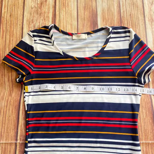 Myth Short Sleeve Crew Neck Multicolor Striped Bodycon Dress M