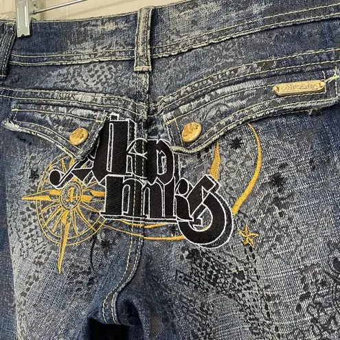 Akademiks Low Rise Boot Cut Jeans Embellished Lace Flap Pocket Women’s Size 28