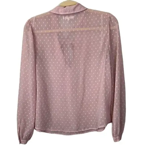 Avec Les Filles Pink Blush Sheer Balletcore Bow Long Sleeve Top Size M