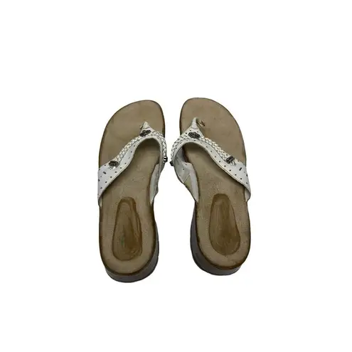 Bare Traps Womans White Slide Slip On Sandals Size 8 Leather