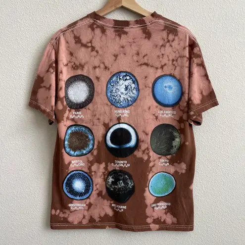 Pleasures Brown Tan Tie Dye Trip Destination Graphic Crewneck Short Sleeve Tee