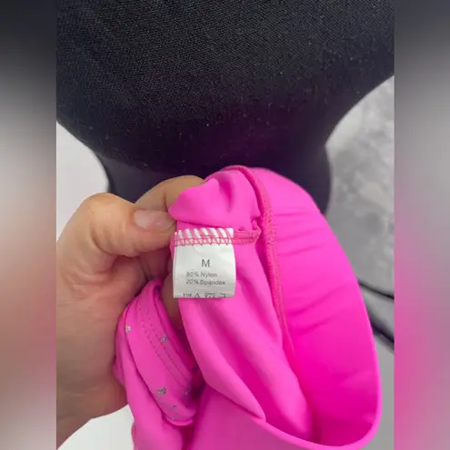 Hot Pink Outfit Set Crop Top Bell Bottoms Star Accents Party Costume Size M