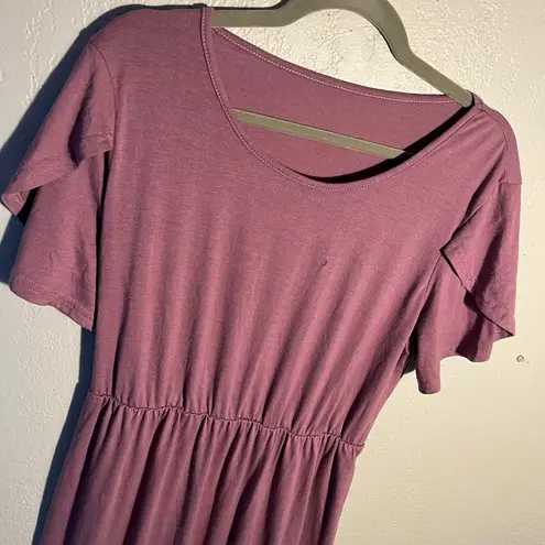 Elegant Mauve Maxi Dress Short Sleeve Pastel Long Ball Gown Size L Oversized Pink Size L