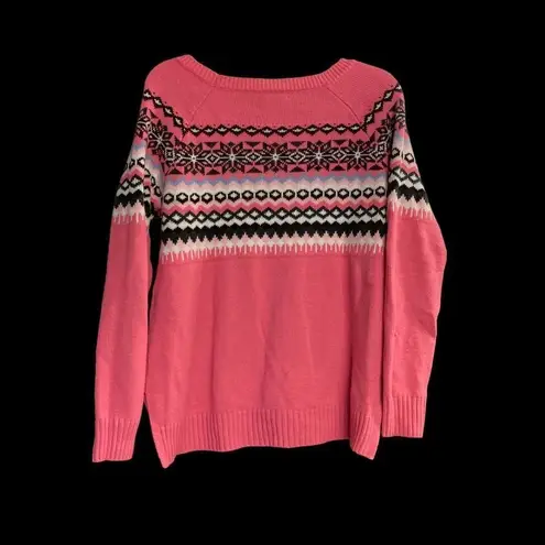 NEW YORK & CO Southwest Aztec Print Pullover Pink Size Small Fiesta Pink