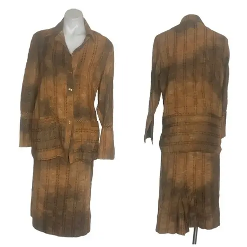 ANNA MEYER PARIS Skirt Top Suit Earth Tones Crochet EU Plus Size 48 US 18