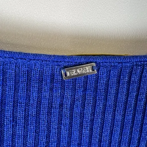 St. John Cobalt Blue Ribbed Knit Sweater Womens Sz M Designer Wool Silk Cashmere