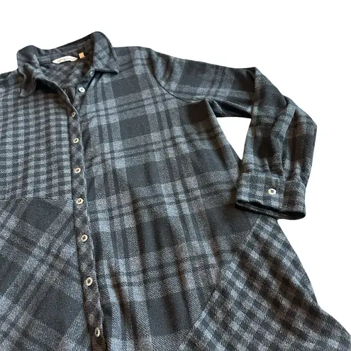 Soft Surroundings Paramour Black Grey Plaid Tunic Long Sleeve Super Soft Size 2X