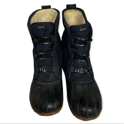 Roffe Vintage Black Low Removable Fur Lined Winter Rain Duck Boots Size 7