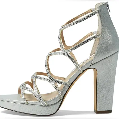 Nina Sassie Crystals Bridal Cocktail Party High Heels Women's 8 True Silver