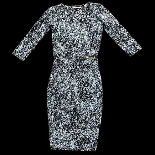 Nadia Tarr Skirt Top 2 piece SET Bodycon High Waisted Crop Splatter Print Small Black - Image 4