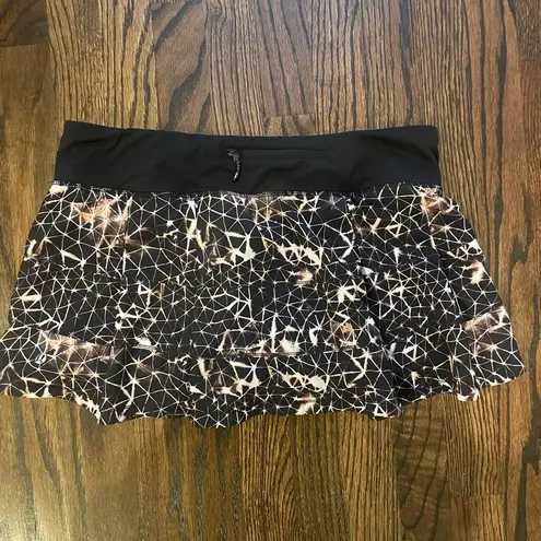 Lululemon  Pace Rival II Tennis Skirt Running Skort Black Print Geometric Pattern