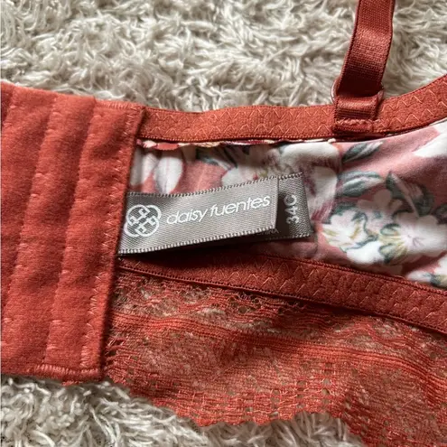 Daisy Fuentes Floral Lace Bralette in Rust 34C