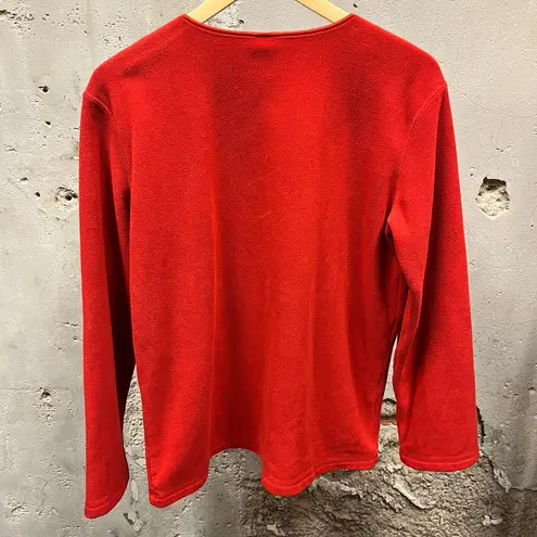 Disney Vintage 90s Y2K Winnie The Pooh Fleece Embroidered Red Pullover Sweatshirt L - Image 4