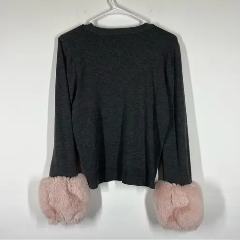 Milly Faux Fur Poof Sleeve Pullover Size Medium