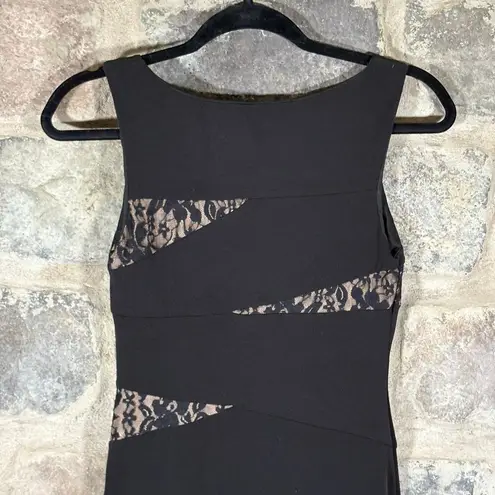 Bisou Bisou Black Lace Bodycon Dress Sz 6 Sleeveless Cocktail Mini Party Bodycon