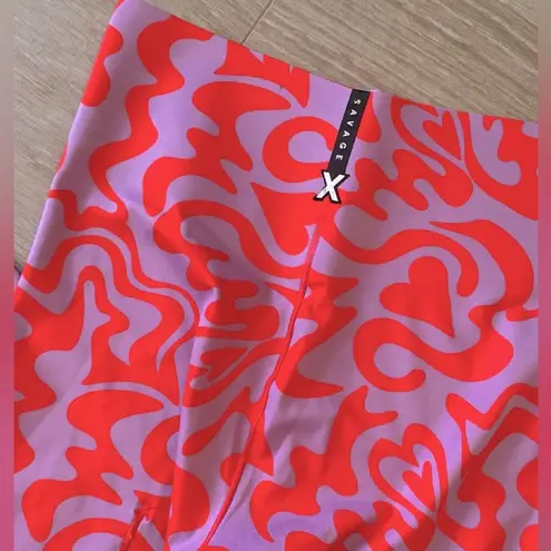 SAVAGE X FENTY Hotline High Waist Leggings M Heart Abstract Print Gym Dopamine
