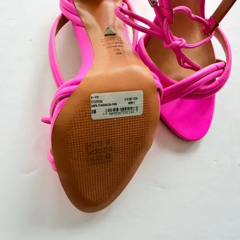 Schutz Yvi Heel Neon Pink NEW Sandal Size 8 Open Toe Party Barbie Designer
