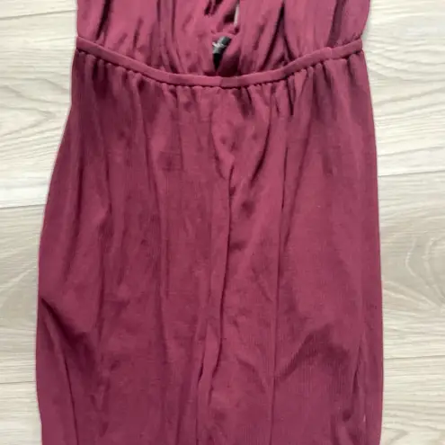 NWT Dance And Marvel Womens Burgundy Deep V Sleeveless Jumpsuit Size S Red