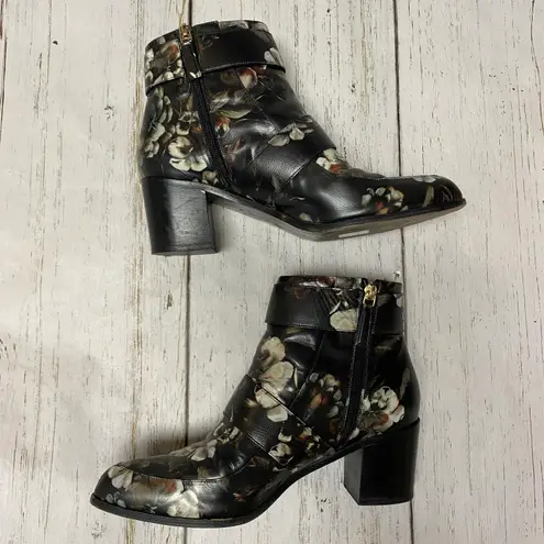 Jason Wu Floral Print Leather Ankle Buckle Booties size 40