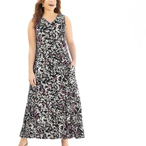 Catherines NWT Floral Jersey Sleeveless Maxi Dress Size 4X Pockets