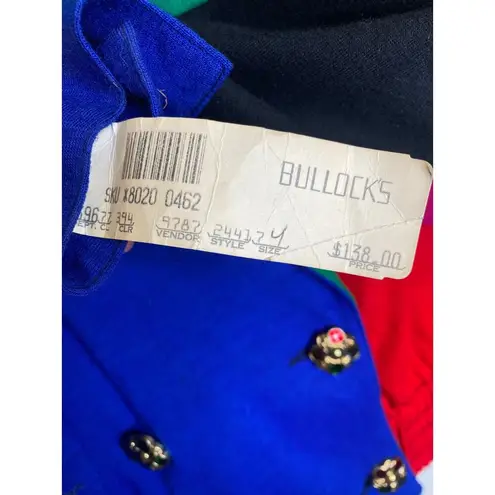 carole little Colorblock Lightweight Merino Wool Blazer Jeweled Buttons NWT Sz 4