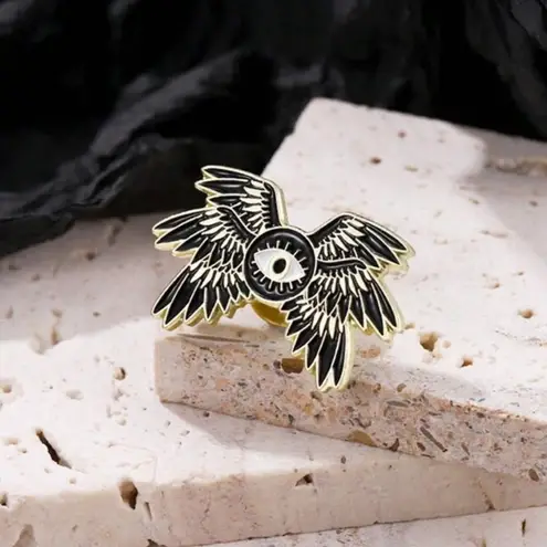 Evil Eye Feather Winged Lapel Pin Brooch