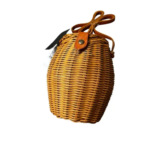 Faithfull the Brand Vida Bag Natural Woven wicker Tan Honeycomb Basket Bag NEW