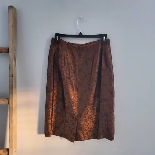 Maggy London Bronze Metallic Paisley Pencil Skirt 8