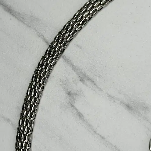 Rhinestone Heart Flower Chain Belt Y2K Silver Tone Metal Links OS ✨