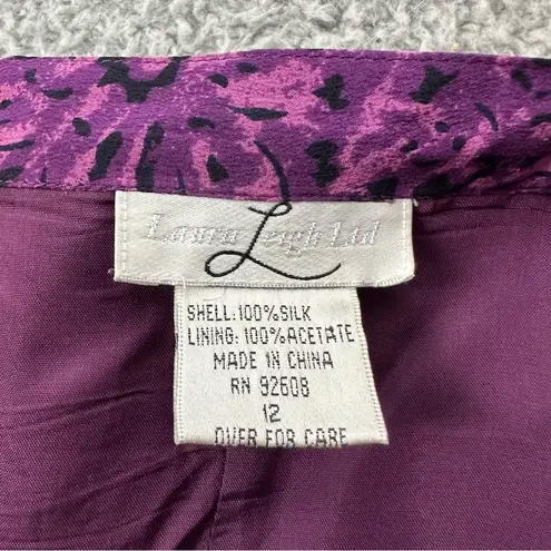 Vintage Laura Leigh Ltd 100% Silk Floral Maxi Skirt Fairy Grunge Boho Retro W 12 Purple