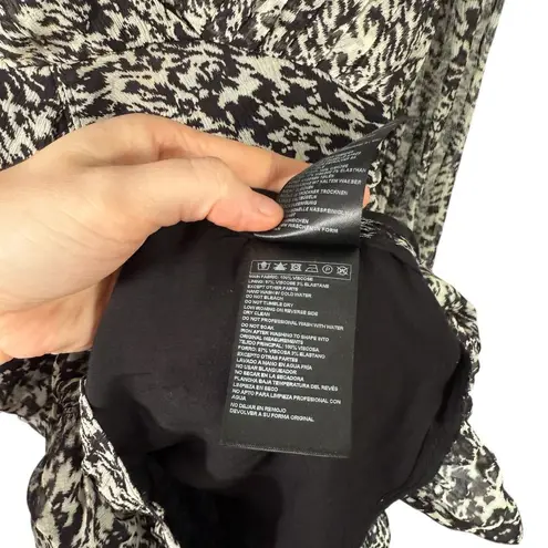 Ba&sh Robe Ezra Noir Black White Mini Dress Ruched Chiffon Womens 3 US Large