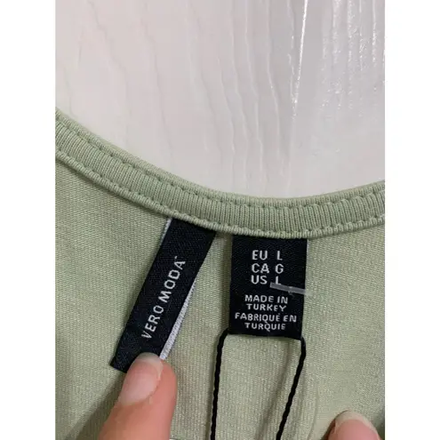 VERO MODA Broderie Frill shoulder bodysuit green size Large NEW