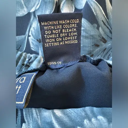 Laura Scott Vintage ‘90s Blue & Black Floral Print Midi Skirt