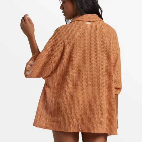 Billabong  Overshirt Crochet Knit Swim Cover Up Beach Casual Size XS thumbnail 2